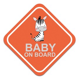 Baby on Board Car Sticker, 10 x 10 cm, Animal Design, Rear Window, Boot Sticker, Accessory, Weatherproof, R127 (No.2 Zebra)