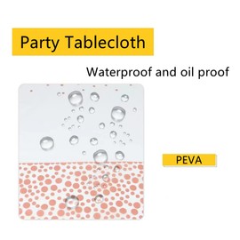 EMAAN White Rose Gold Premium Rectangular Disposable Party Tablecloth, 108 x 54 Inch Rose Gold Dot Confetti Waterproof Tablecloth for Bridal Shower Birthday Party (Rose Gold White, 2 Pack)