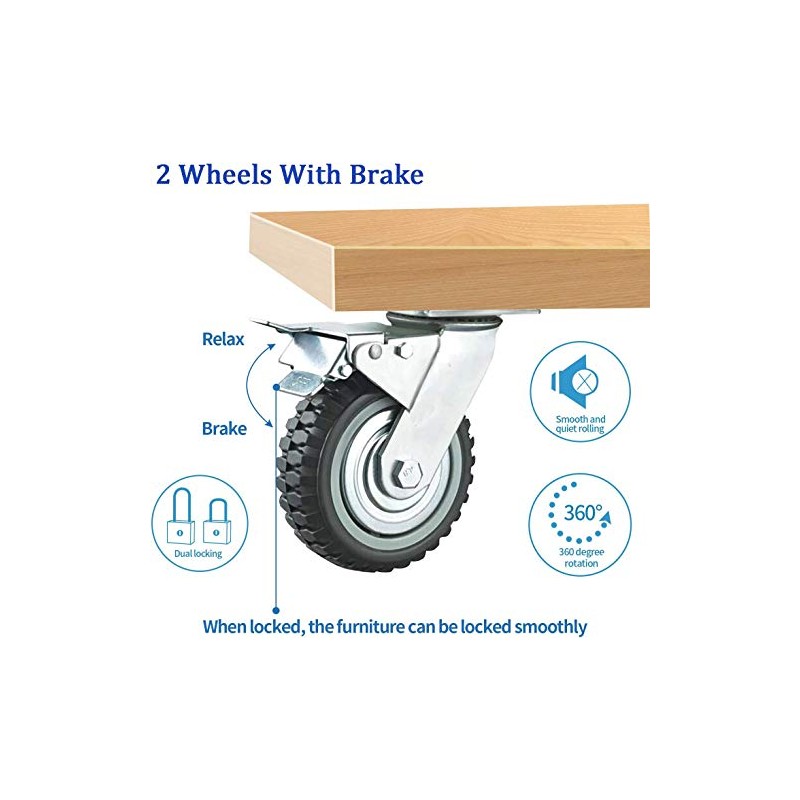 Mateda 8 inch All Swivel Caster Wheels, Heavy Duty 4Pcs