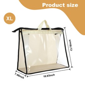 5 PCS Hanging Handbag Storage Organizer Non-Woven Transparent Dust-proof Homewares Purse Wallet Closet Storage Bag with Zipper and Handle (XL) ﻿