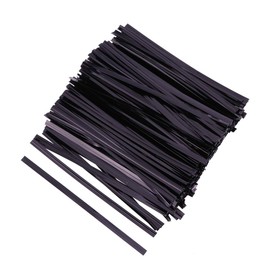 BESTOYARD Wrapping Ties, Wire Ties, Vinyl Ties, Metallic, Plain, Candy, For Gifts, Binding Packaging, 3.9 inches (10 cm), Set of 800 (Black)