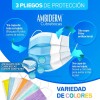 Cubreboca Econoply 3 Pliegues Ambiderm Colorfull Caja C/50 Color Amarillo