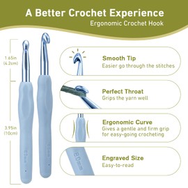 8mm Crochet Hook, Supers Smooth 8 mm Ergonomic Crochet Hooks for Beginner, Comfort for Arthritic, 1 Pack