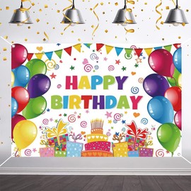 Happy Birthday Party Decorations Colorful Birthday Banner Backdrop Large Happy Birthday Yard Sign Background It's My Birthday Party Indoor Outdoor Decorations Supplies for Boys Kids Girls