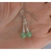 Pale Green Aventurine Gemstone & Sterling Silver Hook Drop Earrings