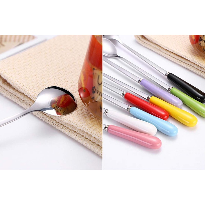 Goeielewe Set of 8 Dinner Spoons, Stainless Steel Iced Teaspoon