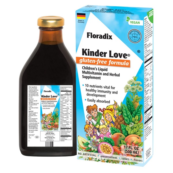 Floradix, Kinder Love Vegan Children’s Liquid Multivitamin for Healthy Development, 17 Oz