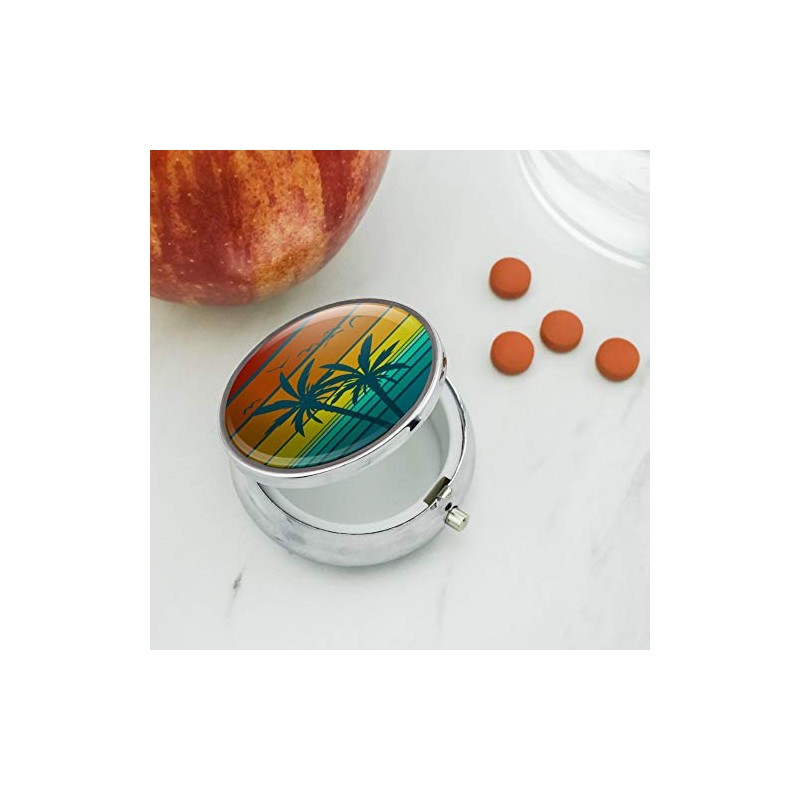 Sunset with Palm Trees Graphic Pill Case Trinket Gift Box