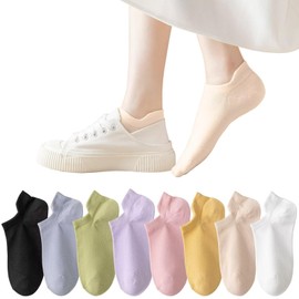 HWVICTORYV Women's Socks, Four Seasons, Antibacterial, Deodorizing, Breathable, Cotton, 6/8 Pair Set, 8.7 - 9.8 inches (22 - 25 cm), Stylish, Cute, Non-Slip, Casual Socks, Solid Color, Gift, Style 7