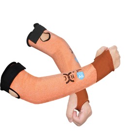 J H Cut Resistant Sleeves with Thumb Slot,ANSI Level A6,Arm Protection for Glass Handling, Machining, Metal Handling,Gardening, Repairing, Kitchen, Pet Grooming,18" 1Pair (Orange)