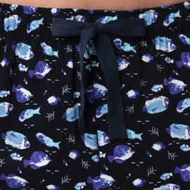 IZOD Men's Printed Poplin Relaxed Fit Drawstring Sleep Shorts, Navy/Fish, Medium