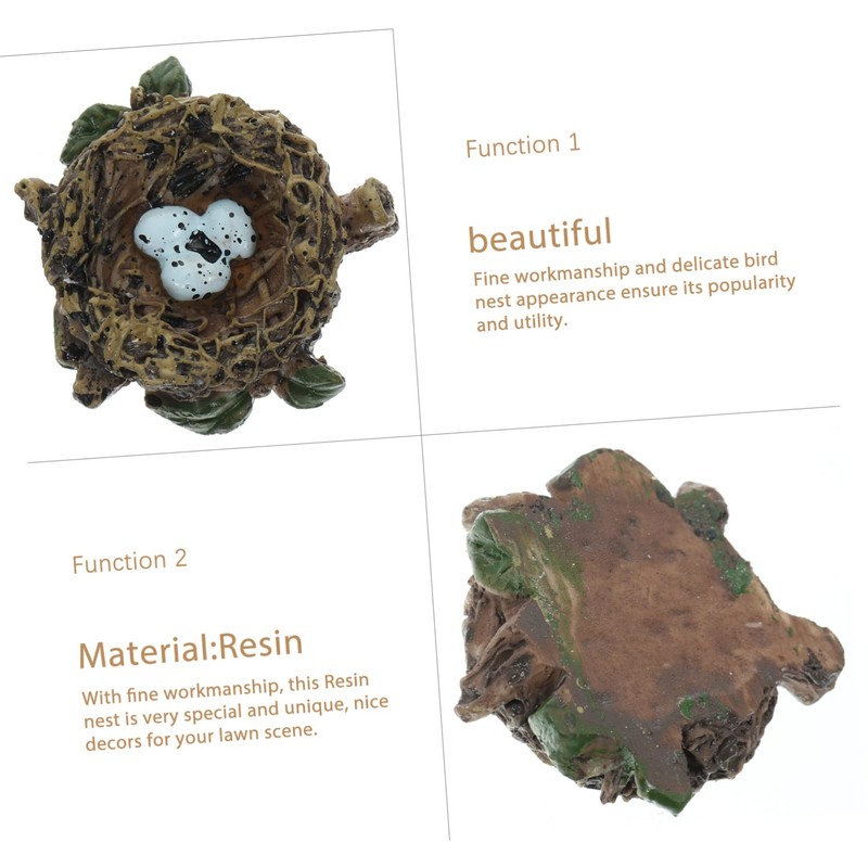 IWOWHERO 6 Pack Simulated Bird's Nest Ornaments Resin Craft for