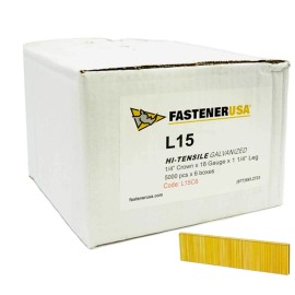 FastenerUSA 1-1/4" LEG x 1/4" CROWN 18GA GALV L15 STAPLES 30,000ct | L15C6