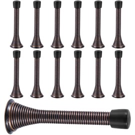 KISEER 12 Pack Spring Door Stops 3 1/4 Inch Flexible Heavy Duty Spring Door Stopper with RustProof Screw Rubber Bumper Tips (Antique Brass)