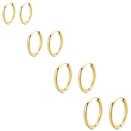 WOZNU Small Hoop Earrings 925 Silver for Women Girls 14K Gold-Plated Hoop Earrings Gold Earrings Set Hypoallergenic Cartilage Daith Helix Piercings Earrings for Multiple Piercings, Titanium