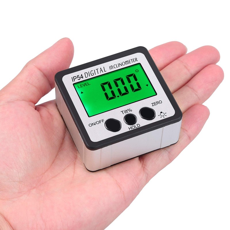 Autoutlet digital inclinometer, protractor LCD angle finder bevel box., Silver