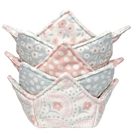 CIPIMEY Cotton Microwave Bowl Cozy Holders, Microwave Safe Hot bowl Holders, bowl Snuggies, Soup Bowl Cozy (Style-04)