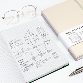 HOMEMARS Lvory Notebook, Notebook, 21 cm x 14.5 cm, Notebook A5 Chequered, Journal Book, Travel Journal, Checked Paper, Notepad, Notebooks A5, 100 GSM, 200 Pages, Leather Hardcover