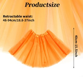1 Pack Adult Tulle Tutu Skirt 1950s Vintage Tulle Bubble Tutu Skirt Prom Party Skirt Elastic 3 Layer for Women (Orange)