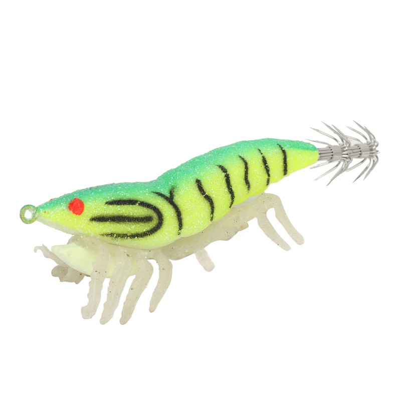8pcs Shrimp Lures Luminous Silicone Realistic with Sound Beads Shrimp