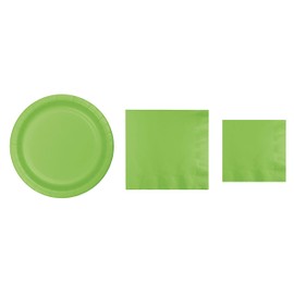 Baxters Party Bundles Bulk, Lime Green, 96 Count 7 Inch Paper Plates, 100 Count Beverage Cocktail Paper Napkins, 100 Count Luncheon Paper Napkins, Pack Contains 296 Pieces Made in USA