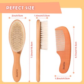 VALENTISE Baby Hair Bush and Comb Set,Baby Hair Brush with Soft Goat Bristle and Wood Comb Set,Wooden Baby Brush Set for Newborns & Toddlers,Good for Cradle Cap Brush