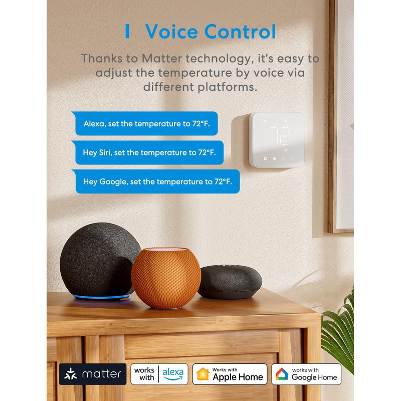 meross Matter Smart Thermostats for Home, Programmble WiFi Thermostat