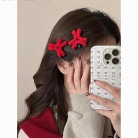 TUCEWP Funny Hair Clips for Women Girls Cute Cartoon Crochet Angry Alligator Hair Clip Red Plush Anime Anger Mark Duckbill Barrettes for Long Thick Hair Side Clip Trendy Lovely Gyaru Hair Accessories