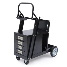 Rolling Welding Cart Welding Trolley Plasma Cutter Storage Tank with 4 Drawer Cabinet Transporting and Storing for Home Garages, Workshops, Repair Stores