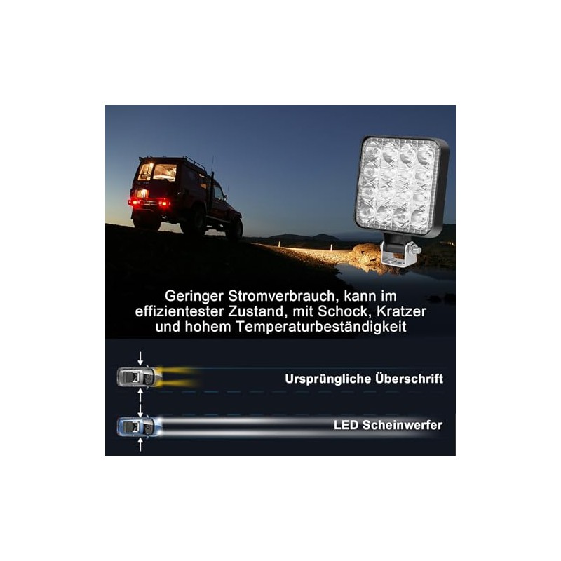 HOSPAOP LED Work Light 12 V LED Spotlight 48 W