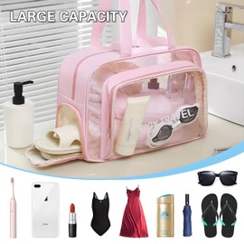 Vanolu Large Waterproof Beach Tote Bag for Women Travel Gym Bag with Shoe Compartment, Summer Swim Pool Bag with Zipper