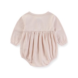 Ecojoy Baby Girl Vest 3 Pieces Grow Long/Short Sleeve Summer Fall Bodysuit with 3 Headbands/Hats, Pink and White Long-sleeve