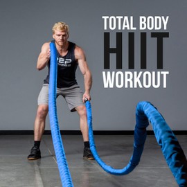 Rep V2 Battle Ropes - PolyDacron Battle Rope for Strength and Conditioning Workouts â 1.5" and 2" Diameter, 30ft, 40ft, 50ft Lengths with Optional Cover Sleeve (Blue with Sleeve, 2.0 x 30 ft)