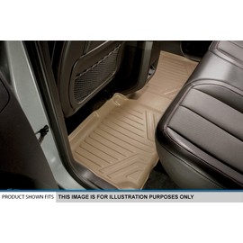SMARTLINER Custom Floor Mats 2nd Row Liner Tan for 2017-2022 Ford F-250 / F-350 Super Duty SuperCab with 1st Row Bench Seat