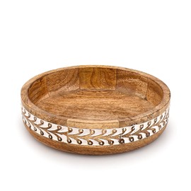 Indus Lifespace Salad Bowl Mango Wood Round Design Large Salad Bowl Handmade, Durable and Stylish for Your Kitchen (10" x 10" x 2.5")