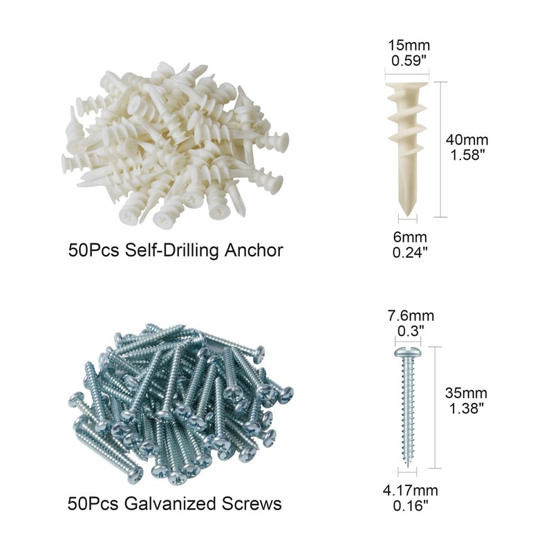 KURUI #8 Self Drilling Drywall Anchors with Screws Kit, Heavy