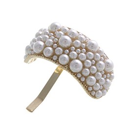 VingTAINE H7182 Pearl Curve Hair Cuff, Pony Hook, Easy Arrangement, Hair Accessories, White