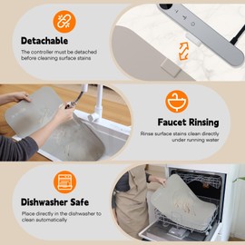 Homelove Warming Mat for Food - Electric Warming Tray with 6-Level Temperature and Hours Setting, Full Surface Graphene Heating, Waterproof Dishwasher-Friendly Food Warmer for Parties, Kitchen (Khaki)