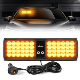 Nilight Amber 48LED Visor Strobe Lights Interior Windshield Emergency Warning Light Super Bright LED for Police Enforcement Firefighters Vehicle Trucks