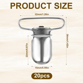 cobee Pack of 20 Braces Clips, Metal Braces Clips, Scnuller Chain Clips, Duck Bill for Bed Sheet Fasteners, Straps, Bib Clips, silver