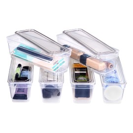 Best Kept 6 Bin Pack, Long Home Organizer Storage Boxes with Lids, Translucent Clear