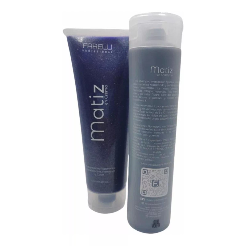 Farelli Kit Shampoo Y Crema Matizador Con Color Keratina Farelli