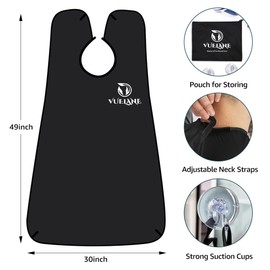 VUELANE Beard Bib Beard Apron, Beard Bib Hair Catcher for Men Shaving, Non-Stick Beard Bib Apron for Men with Strong Suction Cups, Gifts for Men Husband, Grooming Kit for Men - Black