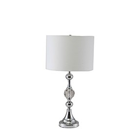 Ore International ORE-6187T 29.5" in Leona Crystal Table Lamp W/Outlet, White and Chrome Silver
