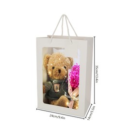 30 Pack White Gift Bag with Clear Window, 13.4 x 9.4 x 5.5 Inch Clear Bouquet Gift Bags with Handle, Empty Paper Tote Flower Shopping Bags for Wedding, Valentines, Bridal Shower, Festivals Party