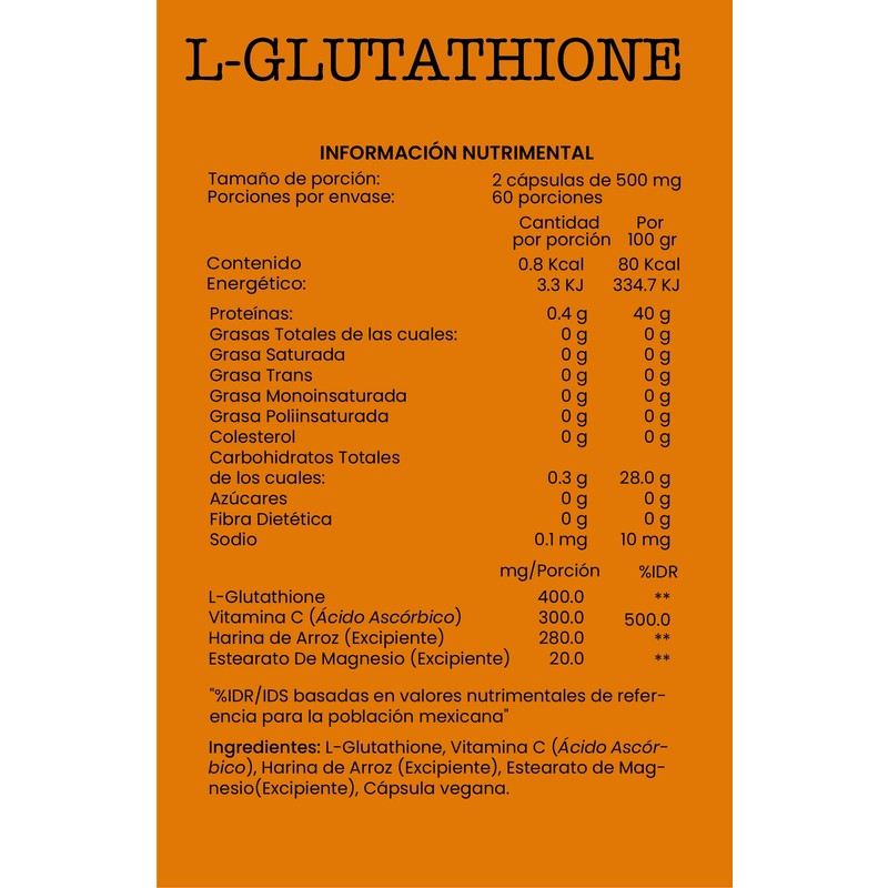 L-Glutathione Suplemento Alimenticio de Joycare Juliana, 120 Cápsulas con Vitamina