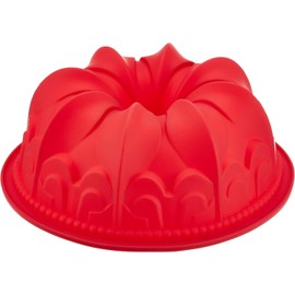 GMMH Original Silikonbackform XXL Kugelhupf Kuchen Backform Kuchenform Brotbackform Obstbodenform (rot)