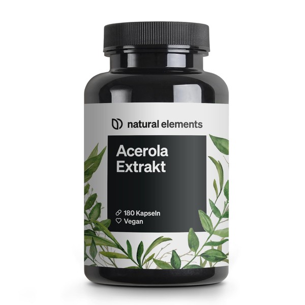 Acerola Capsules - Natural Vitamin C - 180 Vegan Capsules for 6 Months - Laboratory Tested without Unwanted Additives