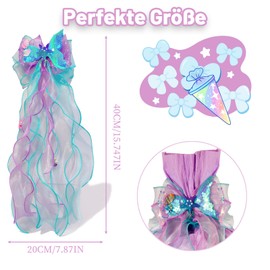 Schultütenschleife Meerjungfrau extra groß 40x20cm fertig gebunden, Schultüte Deko Zuckertütenschleife für Mädchen, Schulanfang Einschulung Deko Einschulungsfeier