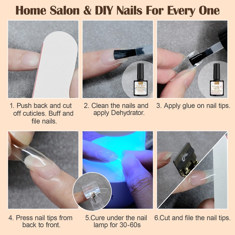 Kredioo Gel X Nail Extension Kit, 500Pcs Acrylic Nail Tips